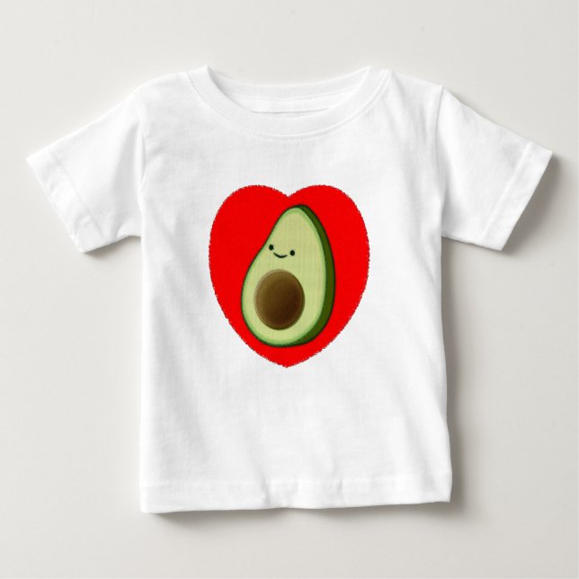 Niedlicher Avocado im Roten Herzen Baby T-shirt (Vorderseite)