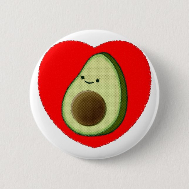 Niedlicher Avocado im Roten Herzen Button (Vorderseite)