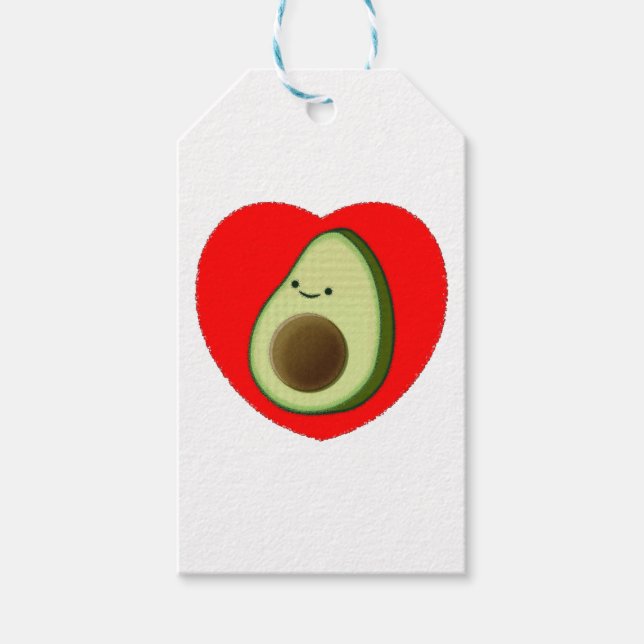 Niedlicher Avocado im Roten Herzen Geschenkanhänger (Vorderseite)