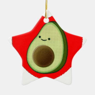 Niedlicher Avocado im Roten Herzen Keramik Ornament