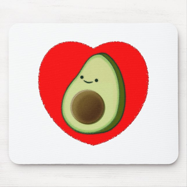 Niedlicher Avocado im Roten Herzen Mousepad (Vorne)