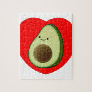 Niedlicher Avocado im Roten Herzen Puzzle