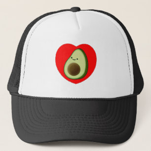 Niedlicher Avocado im Roten Herzen Truckerkappe