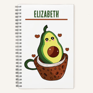 Niedlicher Avocado in einer Tasse Kaffee, Avocadol Notizbuch