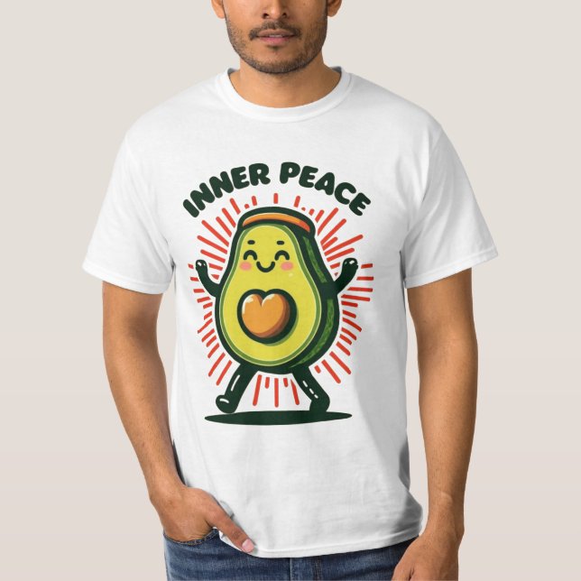 Niedlicher Avocado "Inner Peace" Funny Yoga T - Sh T-Shirt (Vorderseite)