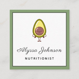 Niedlicher Avocado Kawaii Food Nutritionist Health Quadratische Visitenkarte