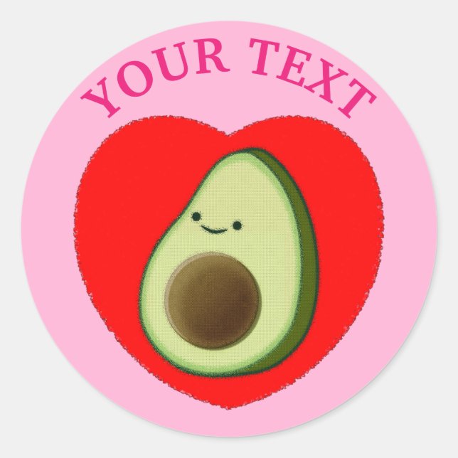 Niedlicher Avocado mit rosa Text und Hintergrund Z Runder Aufkleber (Vorderseite)