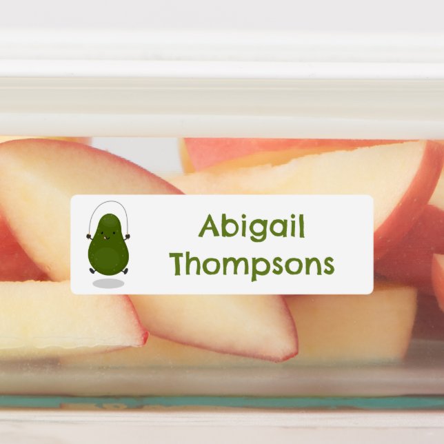 Niedlicher Avocado Springseil Cartoon personalisie Etiketten (Befestigt)