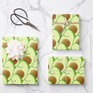 Niedlicher Avocado überall Zeichnend Geschenkpapier Set