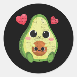 Niedlicher Avocado und Baby Kawaii Valentinstag Mä Runder Aufkleber