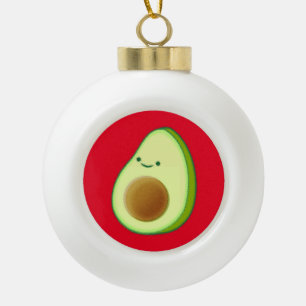 Niedlicher Avocado Zeichne Rot Keramik Kugel-Ornament