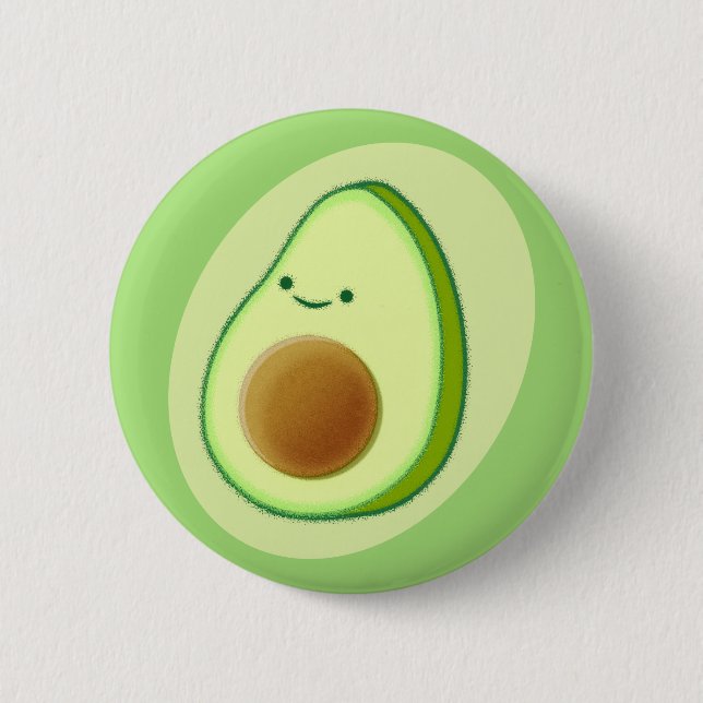 Niedlicher Avocado Zeichnend Button (Vorderseite)