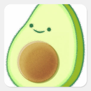 Niedlicher Avocado Zeichnend Quadratischer Aufkleber