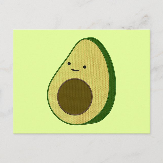 Niedlicher Avocado Zeichnend Simulierte Stickerei Postkarte (Vorderseite)