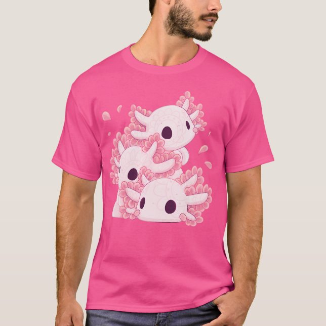 Niedlicher Axolotl Chibi Stack T-Shirt (Vorderseite)