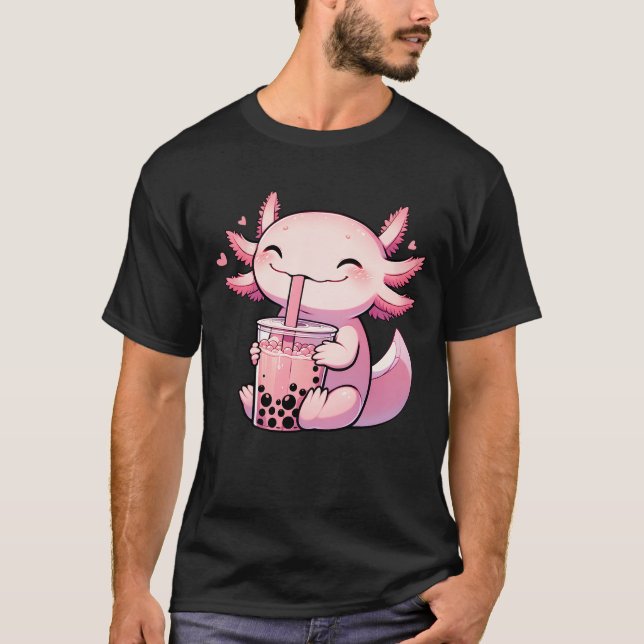 Niedlicher Axolotl Drink Tea Bubble Tee Tee Tee An (Vorderseite)