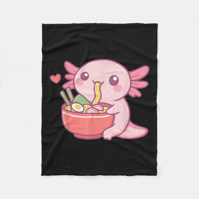 Niedlicher Axolotl Eating Ramen Kawaii Food Lover Fleecedecke (Vorderseite)