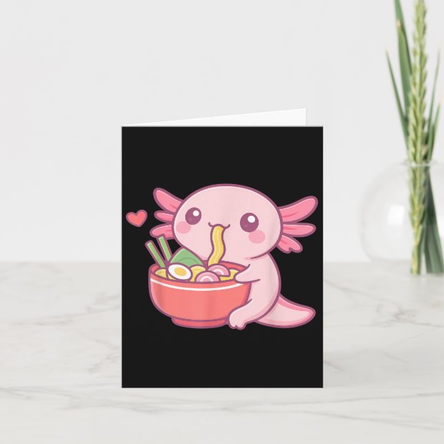 Niedlicher Axolotl Eating Ramen Kawaii Food Lover Karte (Vorderseite)