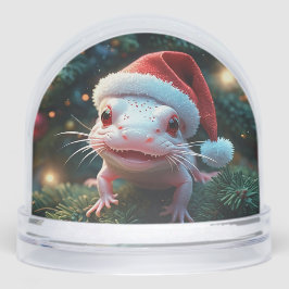 Niedlicher Axolotl in der Weihnachtsmannmütze Weih Schneekugeln