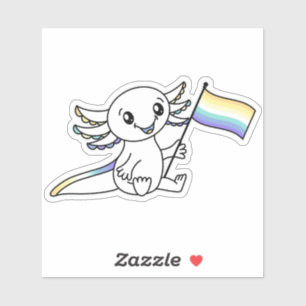 Niedlicher Axolotl mit dem Flag Genderfaun Pride L Aufkleber