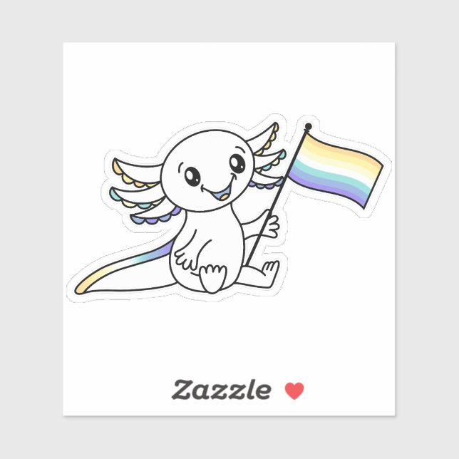 Niedlicher Axolotl mit dem Flag Genderfaun Pride L Aufkleber (Blatt)