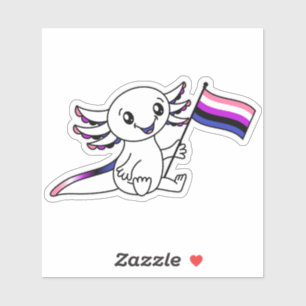 Niedlicher Axolotl mit dem Genderfluid-Pride-Flag Aufkleber