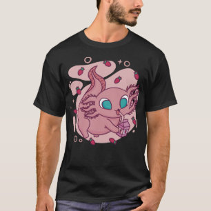 Niedlicher Axolotl mit Erdbeermilch l Funny Kawaii T-Shirt