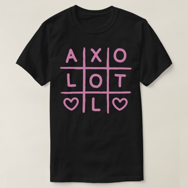 Niedlicher Axolotl Tic Tac Toe Pink T-Shirt (Design vorne)