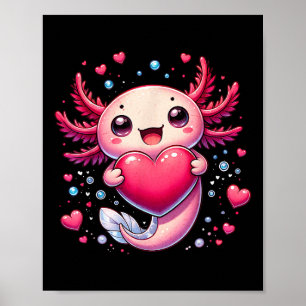Niedlicher Axolotl Valentinstag für Mädchen Kinder Poster