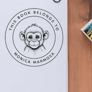 Niedlicher Baby-Affe Dieses Buch gehört zum Namen  Gummistempel