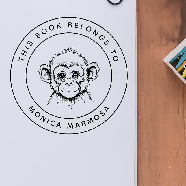 Niedlicher Baby-Affe Dieses Buch gehört zum Namen  Gummistempel (Von Creator hochgeladen)