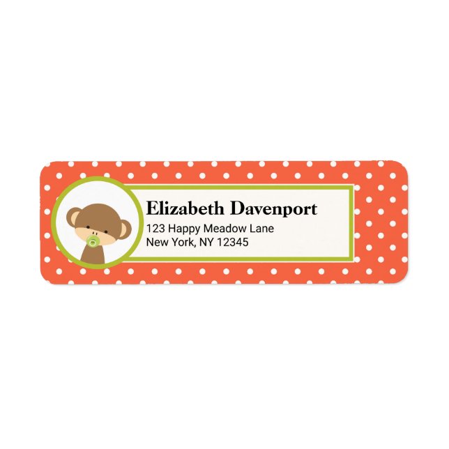 Niedlicher Baby-Affe mit Schnuller auf Polka Dots (Vorne)