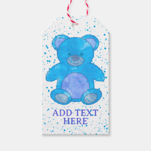 Niedlicher Baby-Bär in blau-individuellem Text Geschenkanhänger