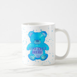 Niedlicher Baby-Bär in blau-individuellem Text Kaffeetasse