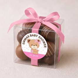 Niedlicher Baby Bear Baby Shower Sticker (Pink)