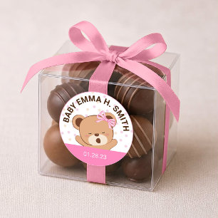 Niedlicher Baby Bear Baby Shower Sticker (Pink)