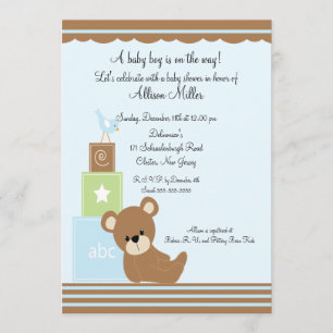 Niedlicher Baby Bear Blocks Boy Baby Dusche Einladung