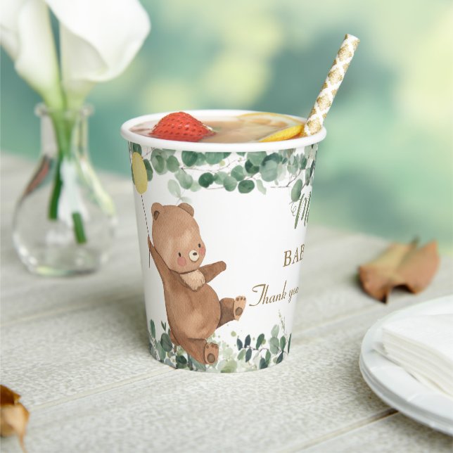 Niedlicher Baby Bear Greeneral Neutral Baby Dusche Pappbecher (In Situ)
