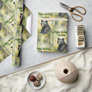 Niedlicher Baby Bear Neutral Personalisierter Gebu Geschenkpapier