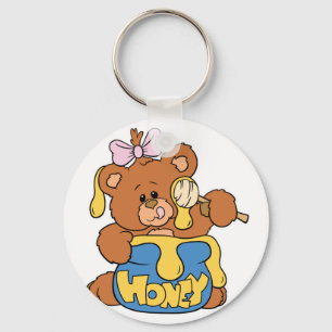 Niedlicher Baby Bear und Honey Schlüsselanhänger