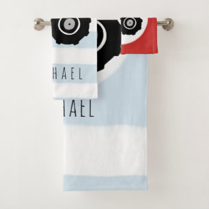 Niedlicher Baby Boy Doodle Red Farm Traktor mit Na Badhandtuch Set