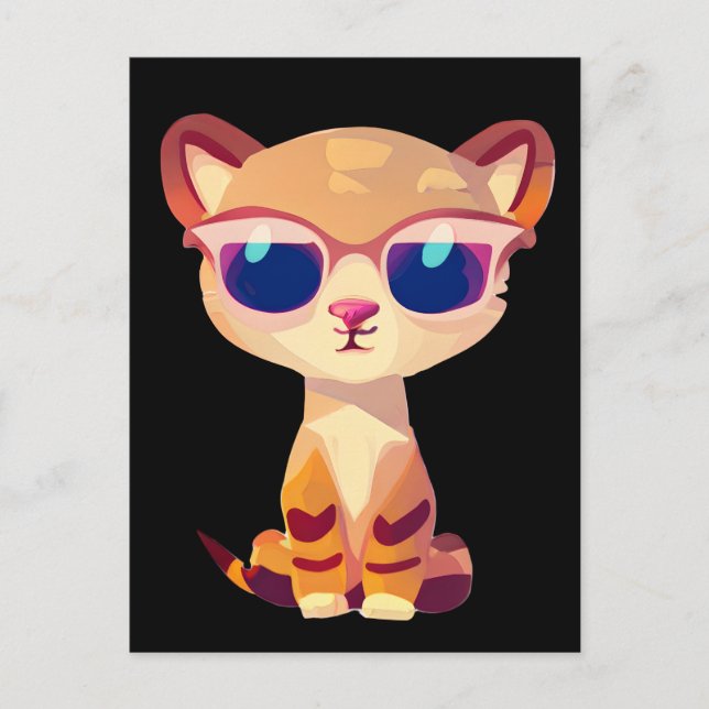 Niedlicher Baby Cheetah mit Sonnenbrille Postkarte (Vorderseite)