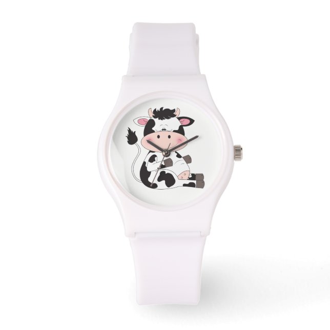 Niedlicher Baby Cow Cartoon Armbanduhr (Vorderseite)