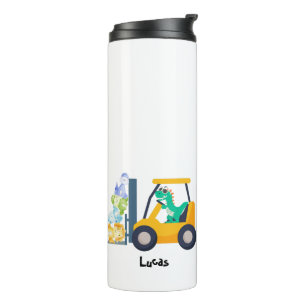 Niedlicher Baby-Dinosaurier-Traktor Thermosbecher