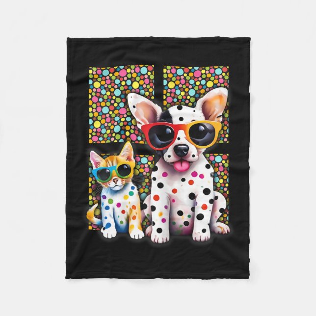 Niedlicher Baby Dot Day Cat Lover Fleecedecke (Vorderseite)