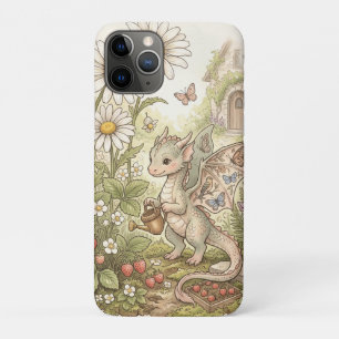 Niedlicher Baby-Drache beim Gärtnern im Märchenhau Case-Mate iPhone Hülle