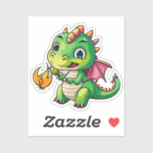 Niedlicher Baby-Drache mit frischem Atem Aufkleber