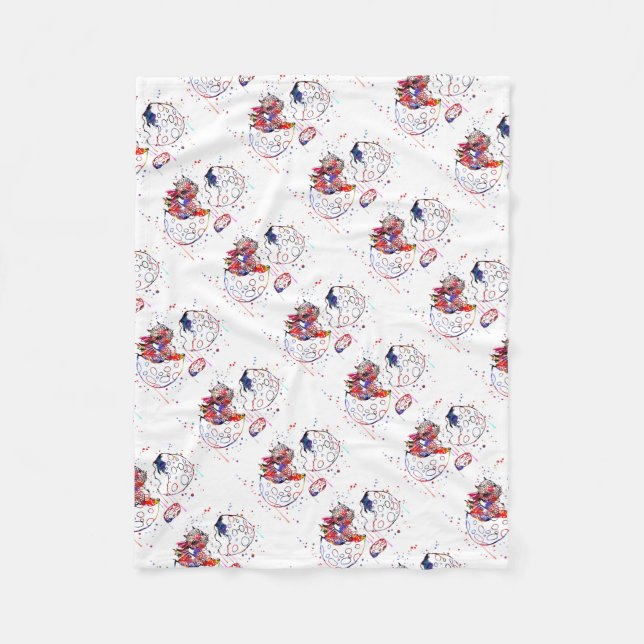 Niedlicher Baby Drache, Watercolorbaby Drache Fleecedecke (Vorderseite)