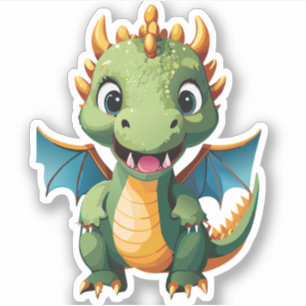 Niedlicher Baby Dragon Cartoon Aufkleber