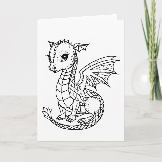 Niedlicher Baby Dragon Farbe Ihrer eigenen Karte (Vorderseite)